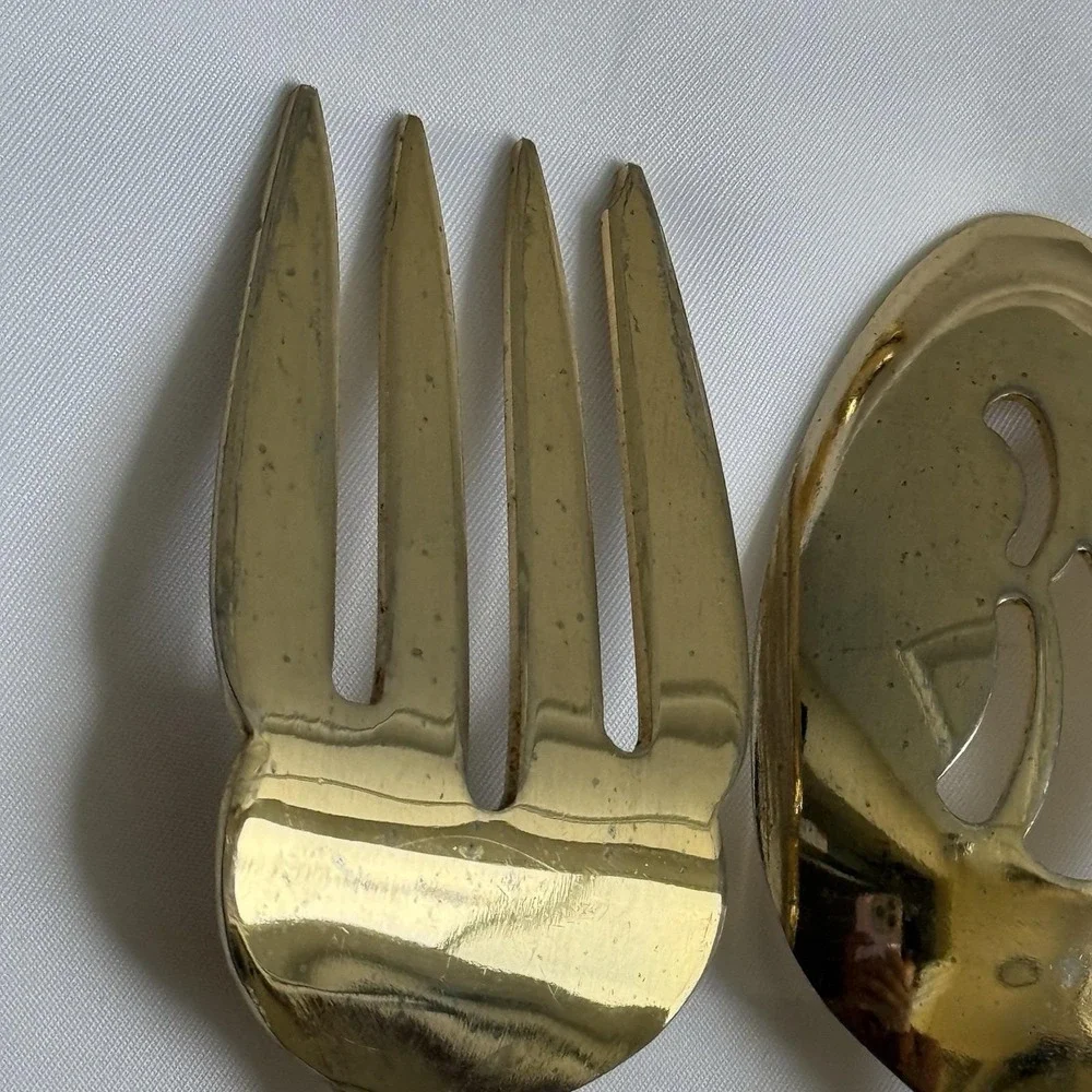 Reed & Barton Ultra Select Gold Plate Serving Set Fork‎ Spoon Slotted VTG